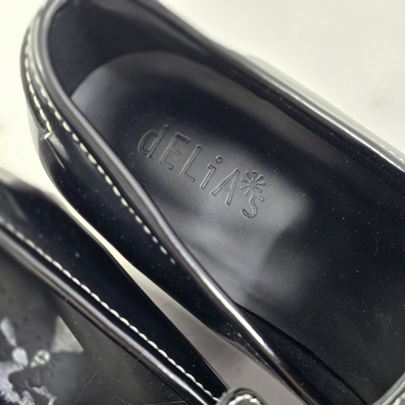 Delias Dolls Kill Loafer Women 10 Black Patent There She Platform Butterfly Shoe - Picture 6 of 11